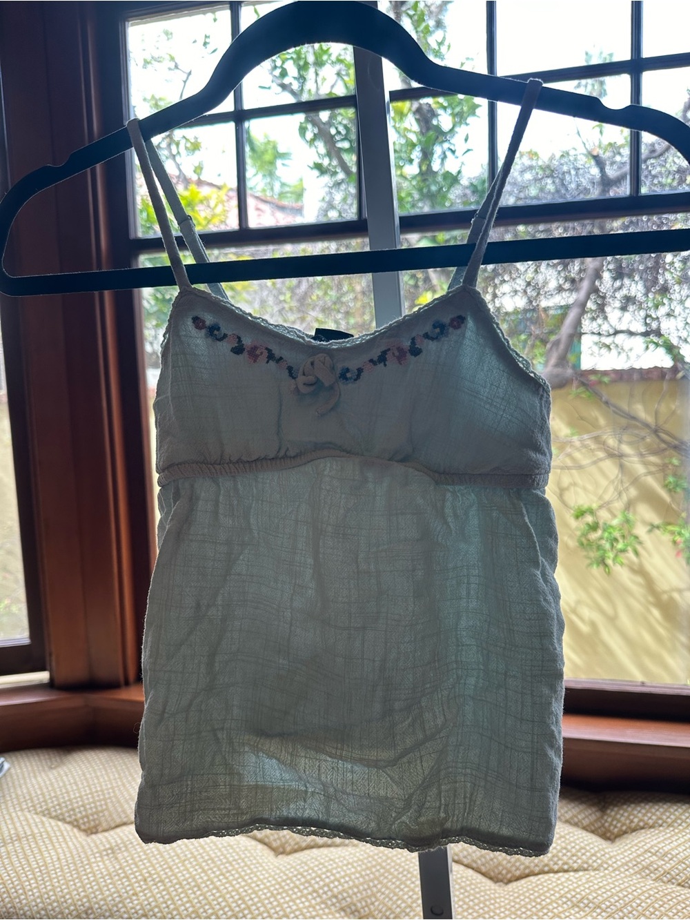 art class Cream Spaghetti-Strap Embroidered Tank Top